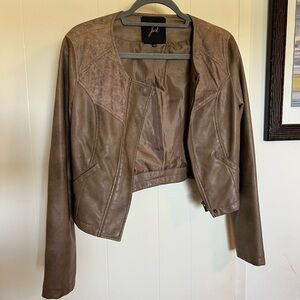 Jack. Women's Brown Faux Leather Cropped Jacket